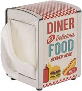 Servetdispenser Diner servethouder met retro logo, ca. 14,5 x 10,5 x 9,5 cm, incl. 60 servetten (Delicious Food)