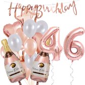 46 Jaar Verjaardag Cijferballon 46 - Feestpakket Snoes Ballonnen Pop The Bottles - Rose White Versiering