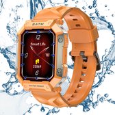 Tijdspeeltgeenrol - Heren smartwatch Oranje - Extra Stevige Behuizing - Activity tracker - Smartwatch Android - Smartwatch IOS