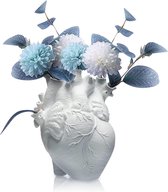 Hartvaas, witte anatomische bloempot, decoratie voor woonkamer en slaapkamer, decoratieve vaas (waterdicht)