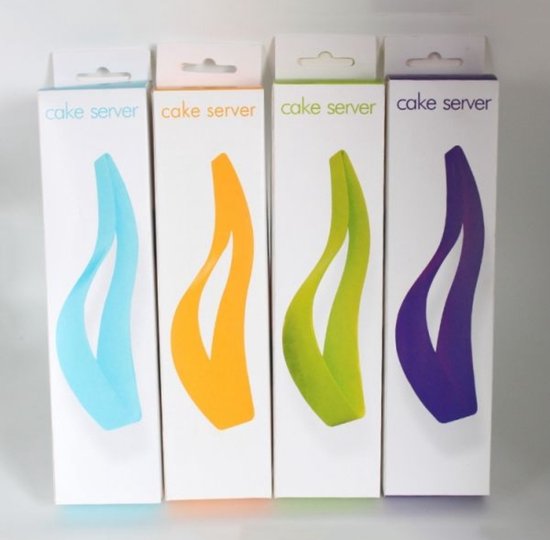 Foto: 2 stuks perfect cake server taartspatel 2 in 1 snijd en serveer okergeel