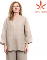 DevoHome Unisex Hennep Shirt Lange - Nachtmode Jacket - Pyjama shirt - Wijde - Hennep - Dames en Heren - Home Shirt - Biologisch & ecologisch - voor Yoga en Meditatie - Anti-Allergeen - M