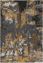 LaagPol - dun tapijt, patchwork, bloemenpatroon, kleurrijke, modern, onderhoudsvriendelijk - woonkamer, slaapkamer, eetkamer, hal - kleur: blauw, zwart, oranje, beige, afmetingen: 80 x 150 cm
