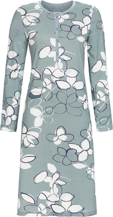 Mintgroen nachthemd moderne bloem Ringella - Groen - Maat - 46