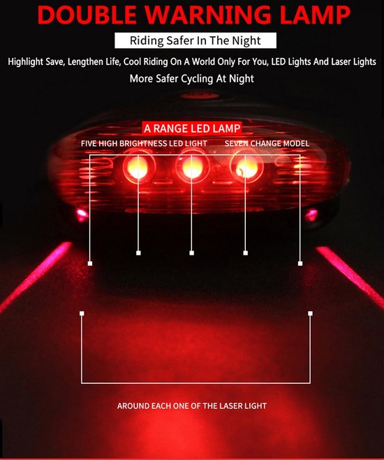 Fietsverlichting - Koplamp - Fietslicht Achterlicht - Achterlicht voor Fiets - Zadeltas Verlichting — afbeelding 5