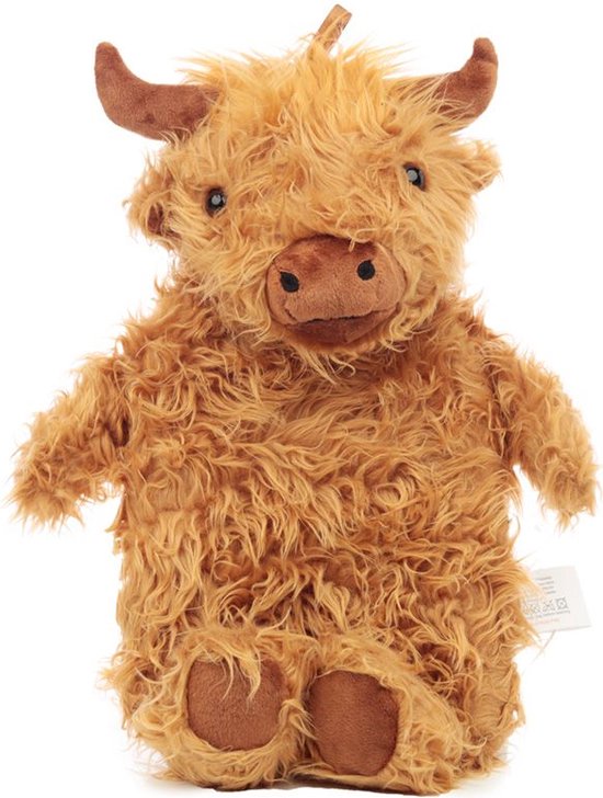 Bouillotte marron en forme de vache Highlander - 650 ml avec housse en peluche