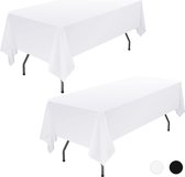 Rechthoekig tafelkleed van polyesterweefsel, wit, wasbaar, tafelkleed voor bruiloftsbanket, restaurant, buffetfeesten, camping, 2 stuks