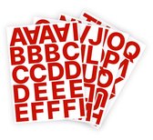 Letter stickers / Plakletters - Stickervellen Set - Rood - 5cm hoog - Geschikt voor binnen en buiten - Standaard lettertype - Mat