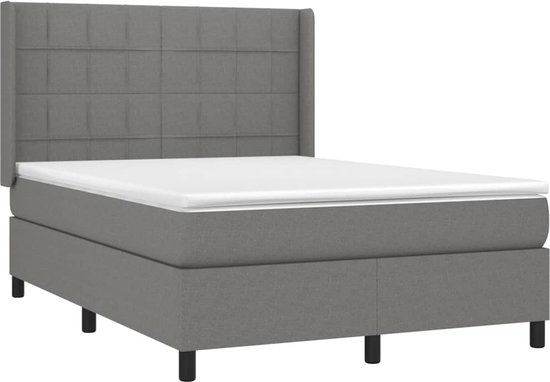 vidaXL-Boxspring-met-matras-en-LED-stof-donkergrijs-140x200-cm