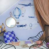 Muurcirkel Vliegtuigen - Luchtballon - muurstickers babykamer - kinderkamer - natuurlijk - behangcirkel - 100cm sticker - boysroom