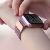 Horloge Bandje Geschikt voor Apple Watch 42/44/45/49 mm – Milanees – Donker Rood - Roestvrij staal - Magneet Sluiting – Series 1/2/3/4/5/6/7/SE/ en Ultra