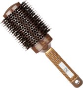 H&S Brosse ronde pour brushing - taille 53 mm - brosse à cheveux en céramique avec poils de sanglier avec ions et nanotechnologie - brosse ronde antistatique XL pour femmes pour cheveux volumineux