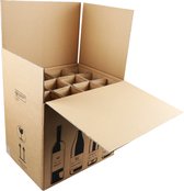 SendProof® Wijnverzenddoos | golfkarton | 12 flessen | 420x305x368mm | bruin/zwart | 5 stuks
