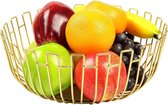 Fruitschaal, stevige fruitmand - Milieuvriendelijke groenteschaal van metaaldraad, creatieve fruitschaal op tafelblad, middelpunt voor woonkamer, bijkeuken, keuken, kantoor - goudkleurig/27×11cm