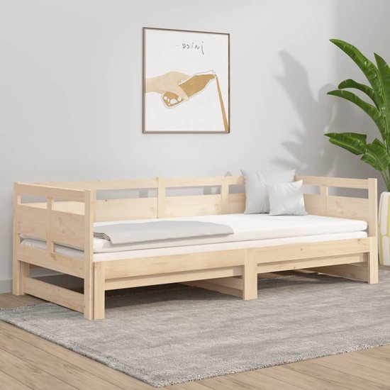 Margrit bedbank met logeerlade 90x200 massief grenen