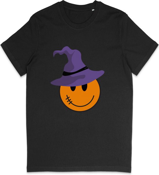 T shirt Halloween Jongens en meisjes - Halloween Smiley - Zwart - Maat 164