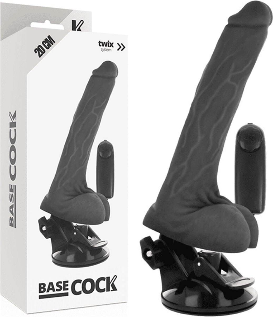 Goedkoopste BASECOCK | Basecock Realistic Vibrator Remote Control Black 20cm | Sex Toy for Woman