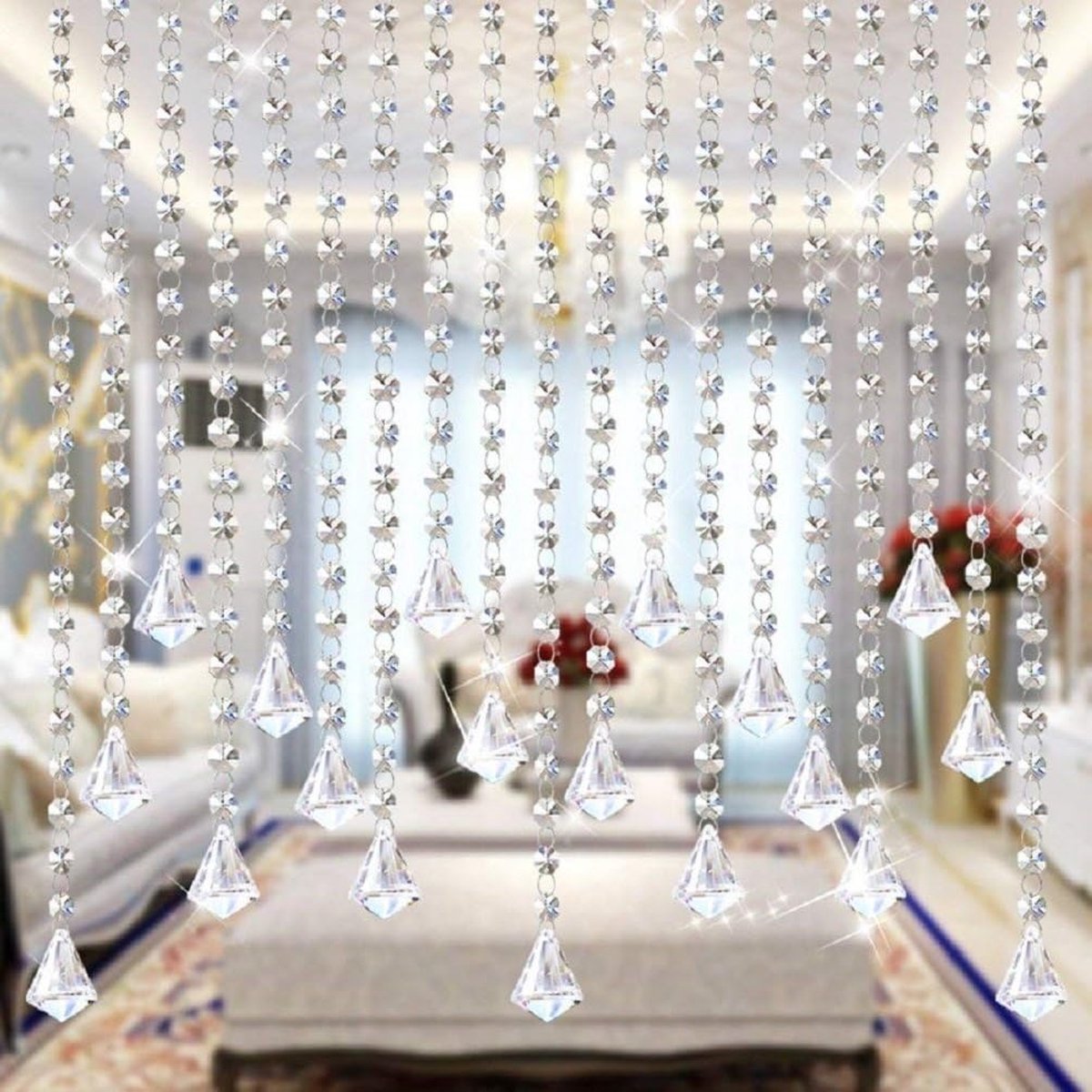 Guirlande de diamant en cristal transparent, decoration mariage