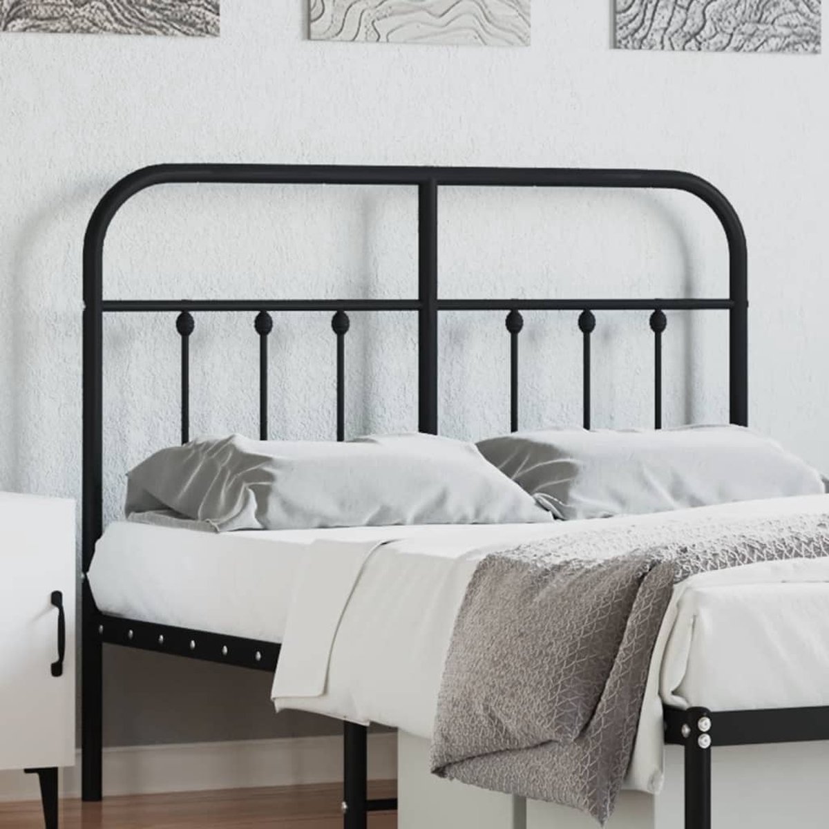 vidaXL Bedframe metaal zwart 160x200 cm, tweepersoonsbed, bedombouw, metalen bedframe, bed, ledikant, logeerbed, metalen lattenbodem
