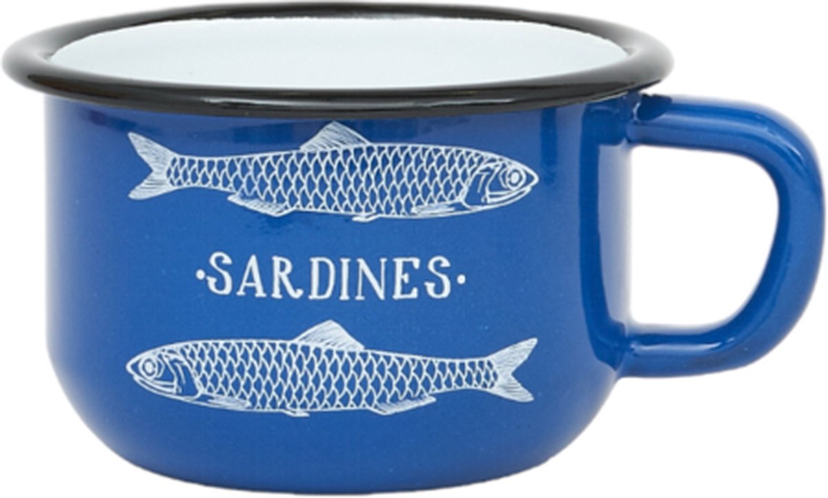 Emaille beker sardine blauw 9,5x6 - BATELA