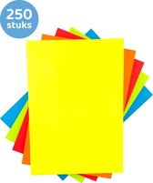 Gekleurd Papier - Kleurrijk Knutselpapier - Papier voor Creatieve Projecten - 250 Stuks - Rood - Groen - Geel - Blauw - Oranje
