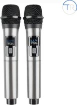 TR Goods - Ensemble de microphones sans fil - 2 Microphones sans fil avec récepteur - Rechargeable - Convient aux boîtes de fête