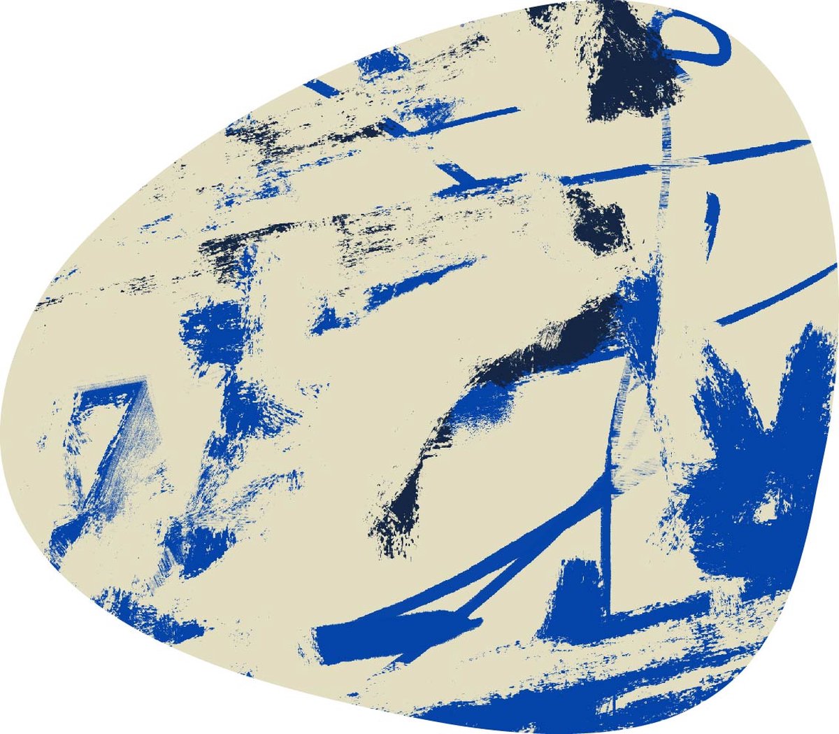 Collection41 - Bedrukte druppelvormige placemat - Abstract blauw en zwart - 6 Stuks