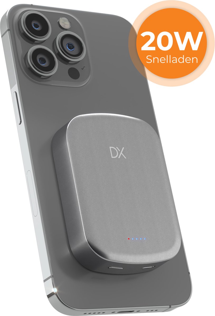 Douxe Powerbank MagSafe - Draadloze powerbank met MagSafe snel laden – 20W Draadloze oplader iPhone 12, 13 & 14 – Broekzak formaat – Magnetische oplader
