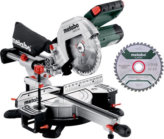 Cirkelzaag - Metabo KGS 216 M SET (613216900) AFKORTZAAG DOOS; MET TREKFUNCTIE