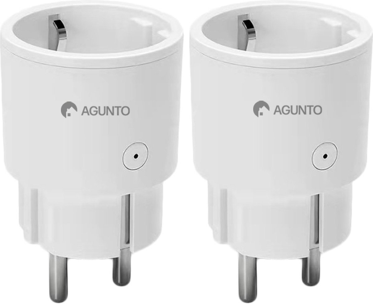 Agunto AGU-SP1 Slimme Stekker 2 Stuks - Smart Plug - Tijdschakelaar - Energiemeter - Google Assistant
