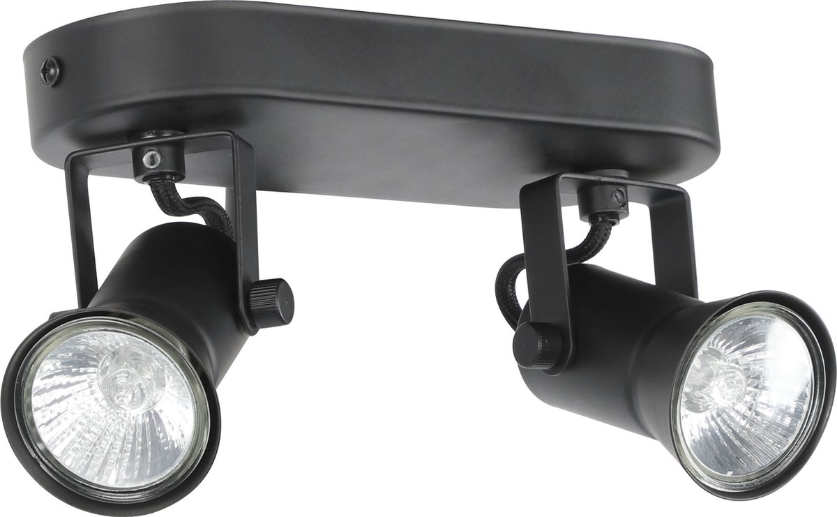 KARWEI - Spot Mic - Mat zwart 2-lichts - GU10, IP20, 2x max 50W - 28x8x10 cm