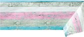 Raved Nappe Steigerhout Motif Bois Rose/ Blauw - 140 x 240 cm - PVC - Lavable