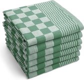 Geblokte - theedoek - groen-wit - pompdoek - set 6 stuks - 100% katoen - 65x65