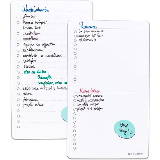 GreenStory - Sticky Whiteboard - Kalender - To Do list Pakket