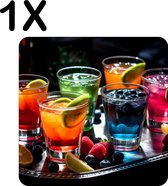BWK Flexibele Placemat - Gekleurde Cocktails op een Dienblad - Set van 1 Placemats - 50x50 cm - PVC Doek - Afneembaar