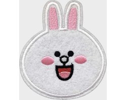 Patchy® – LINE Friends Cony - Wit Konijn Strijkpatch - Strijkembleem - Strijkapplicatie - Badge - Patches (WOP)