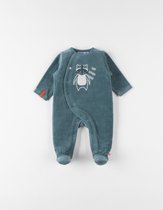 1-delige pyjama met wasbeertje uit fluweel, bosgroen