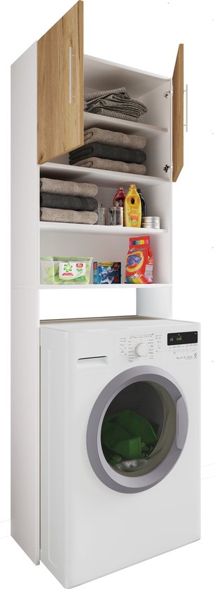 Meuble pour machine à laver Gris brillant 64 x 25,5 x 190 cm
