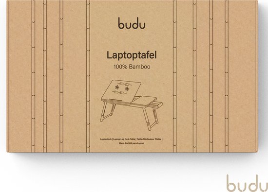 Budu Laptoptafel - Bedtafel - Banktafel - Laptoptafel verstelbaar - Laptoptafeltje Bamboe hout - Laptopstandaard - Ontbijttafel - Ontbijt op bed - budu