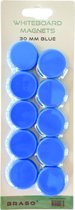 Aimants BRASQ pour tableau blanc, tableau magnétique, tableau mémo ou planche à dessin magnétique - Blauw 30mm - 10 pièces