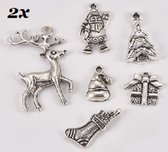 Ensemble de 12 pièces de breloques de Noël argentées antiques, 2x6 motifs différents