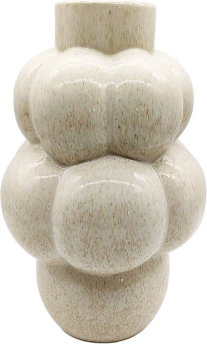 homebound by ky Aardewerk vaas bubbles beige | 20,5x20,5x32,5cm | bloemenvaas aardewerk Off-white