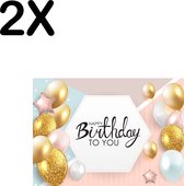 BWK Textiele Placemat - Happy Birthday - Verjaardag Sfeer met Ballonnen - Set van 2 Placemats - 35x25 cm - Polyester Stof - Afneembaar