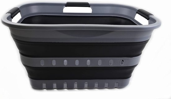 SAMMART Opvouwbare plastic wasmand van 41 l, opvouwbare pop-up opbergcontainer/organizer, draagbare waskuip, ruimtebesparende mand, watercapaciteit 32 l (grijs/kwartsroze