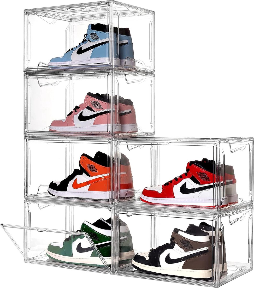 Sneakerbox - Transparant - Schoenenopbergsysteem - Stapelbaar - Schoenenopberger - Magnetische deur- 1 stuk