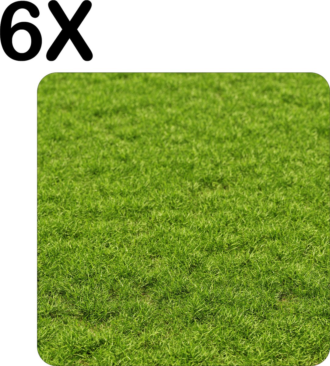 BWK Flexibele Placemat - Groen Gras - Set van 6 Placemats - 40x40 cm - PVC Doek - Afneembaar