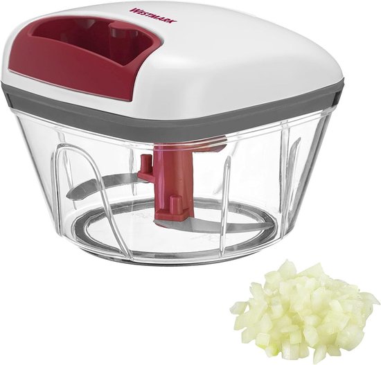 coupe-légumes multifonction avec cordon de traction, hachoir séparé pour oignons, salades, légumes ou noix, manuel, 450 ml