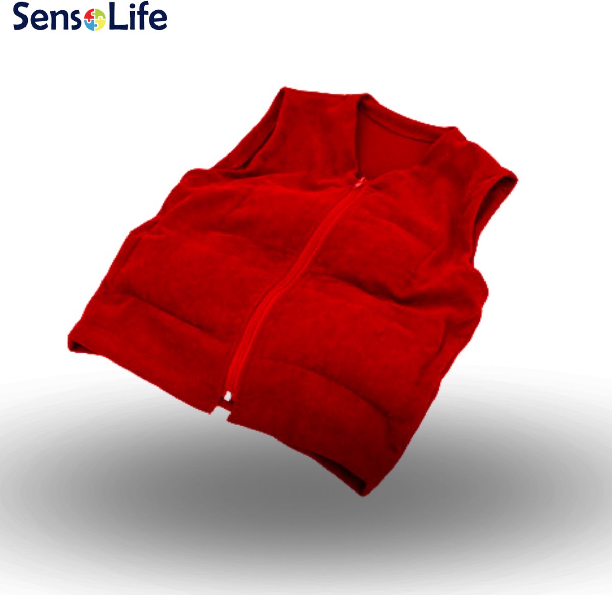 SensoLife Verzwaringsvest voor kinderen – Dagelijks Gebruik | Therapeutisch vest voor kinderen | Diepe druk, ontspanning & concentratie - M (125 - 140 cm) - 1,50 kg - rood