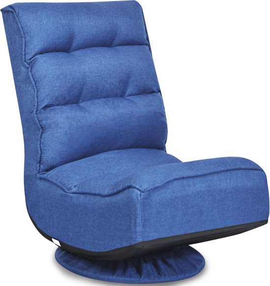Fauteuil COSTWAY - Chaise pliante réglable - Chaise de sol pivotante -  Blauw | bol