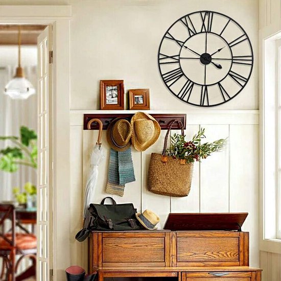 Klok Industrieel Taodyans Stille Wandklok - Vintage Romeinse Cijfers, 40 Cm, Metalen Skelet - Geen Tikkend Geluid 40 Cm Wandklok Klok Industrieel Taodyans Stille Wandklok - Vintage Romeinse Cijfers, 40 Cm, Metalen Skelet - Geen Tikkend Geluid 40 Cm Wandklok